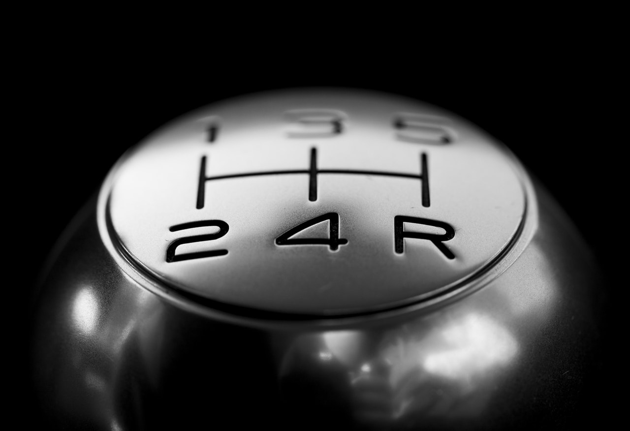 close-up shot of a plastic car shift knob