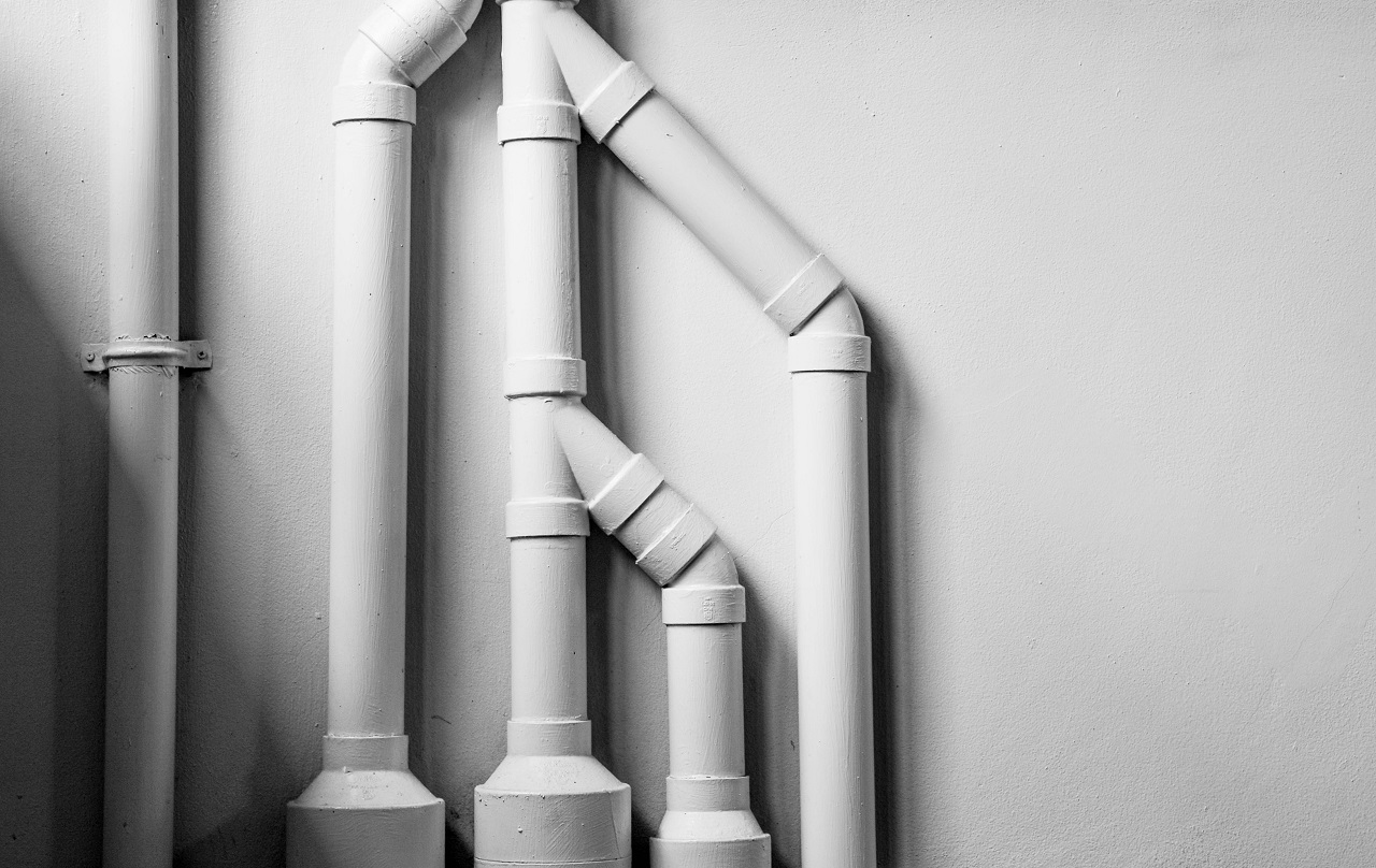 Shot of interconnecting white pipes