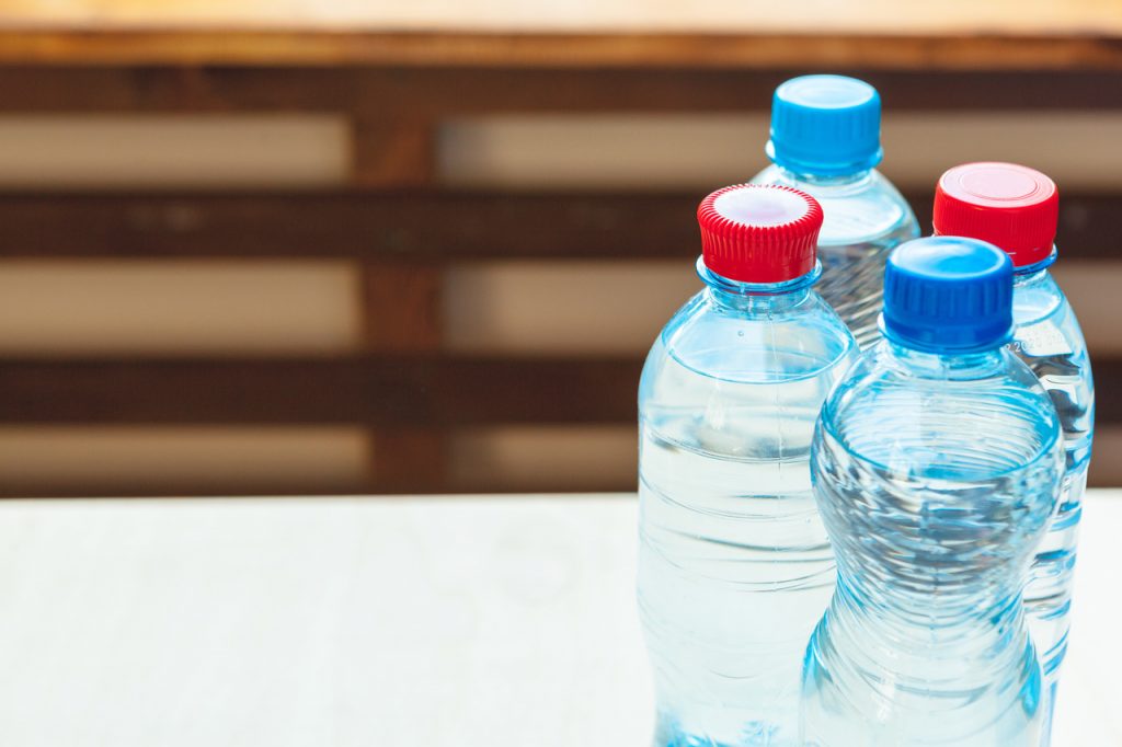 Different types of plastic water bottles