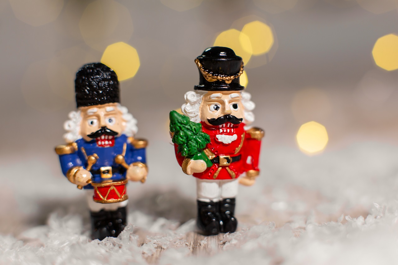 Close up of two miniature nutcrackers