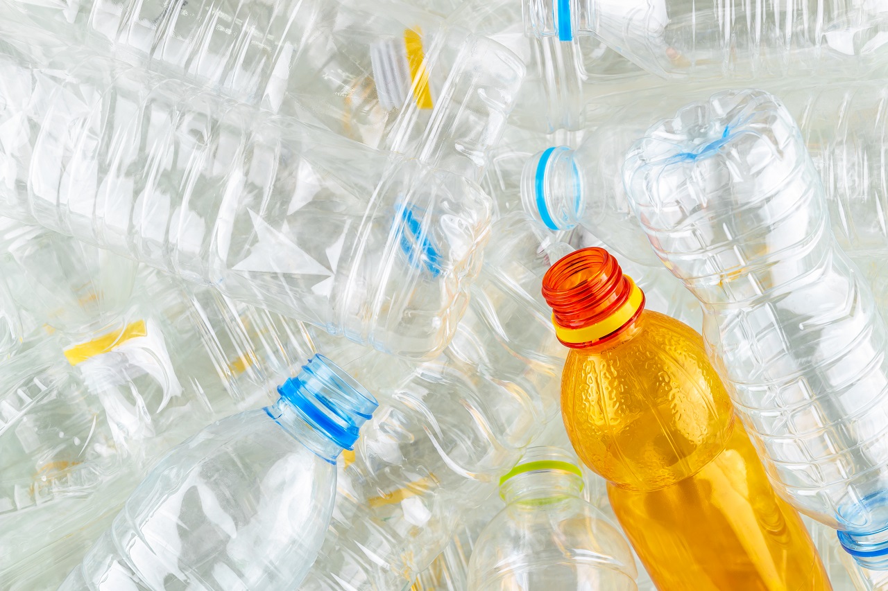 Close up of empty plastic bottles