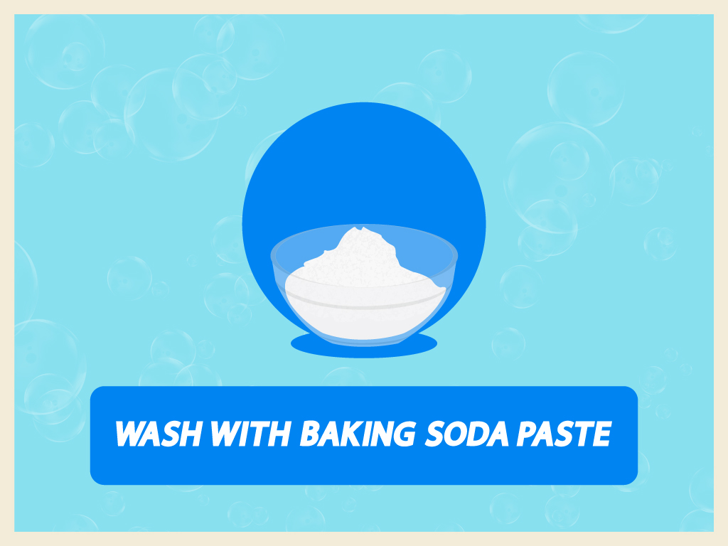 Graphics of baking soda in a glass dish
