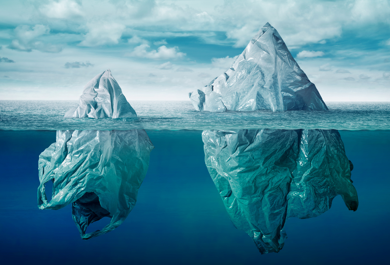 Giant plastic bags in the ocean