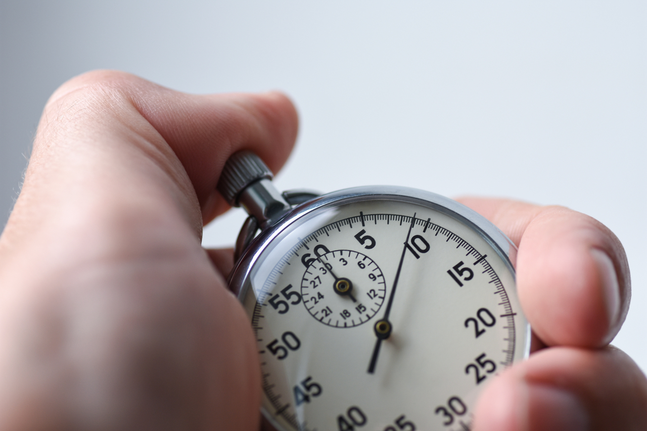 A stopwatch measuring lead time