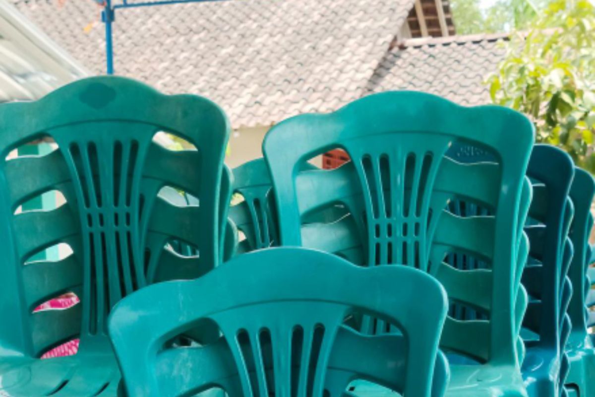 Plastic injection-molded chairs used in outdoor settings
